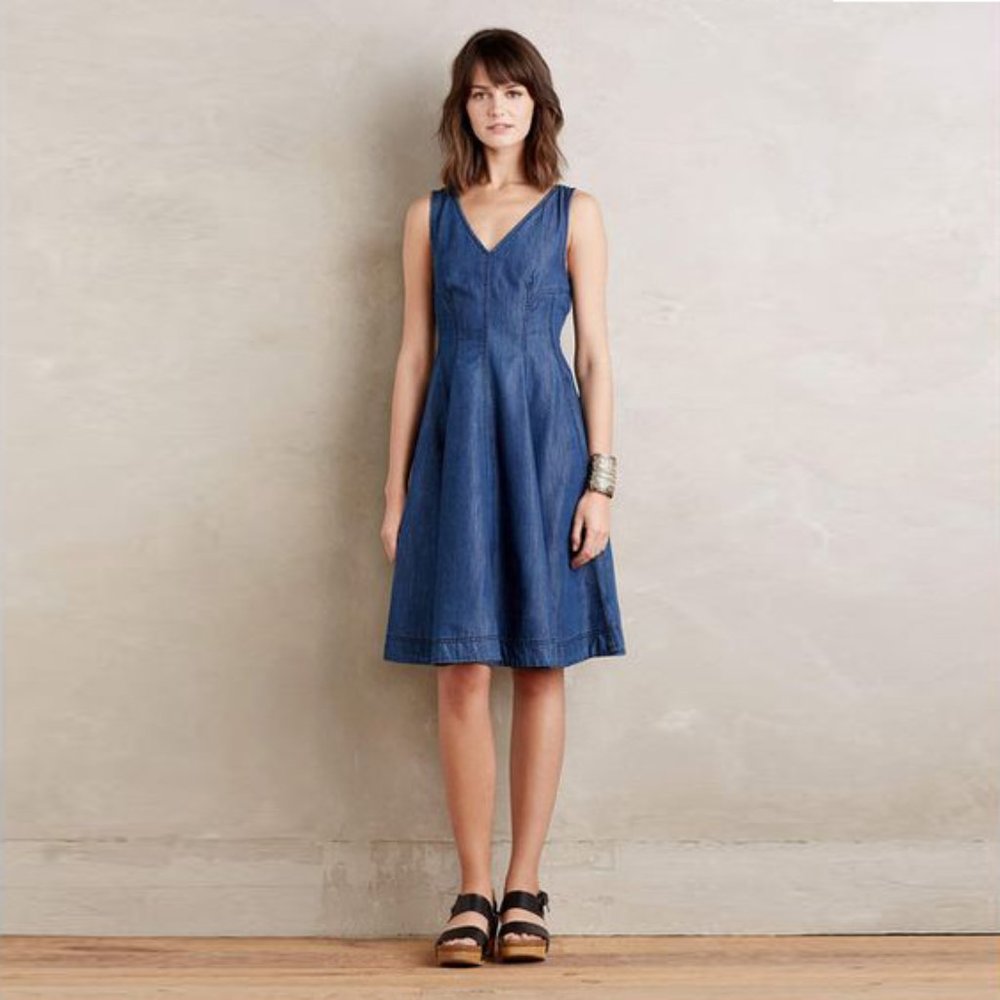 ANTHRO holding horses seamed denim dress 4